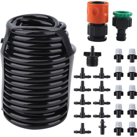 Ensemble tuyau arrosage auto 10m pour pelouse et jardin, prêt à brancher, flexible et résistant, idéal pour petites surfaces (1/5)