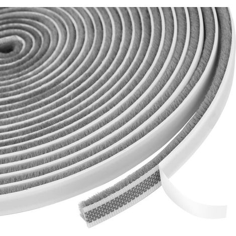 Bande de brosse d'étanchéité adhésive, bande d'étanchéité de fenêtre insonorisée de porte, adaptée aux fenêtres et portes coulissantes (gris)