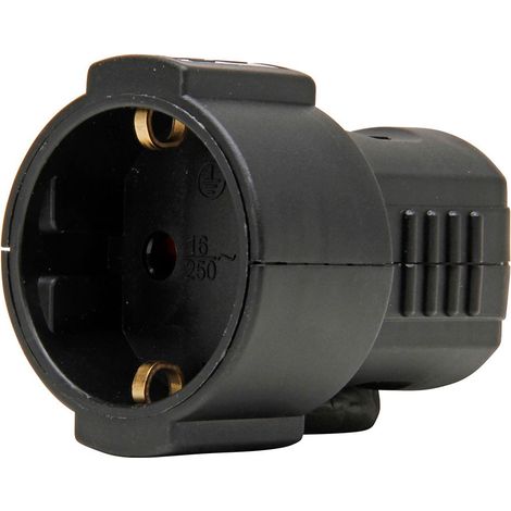 Base aérea 16a 250 v, ip20, negra, máx. 3 x 1,5 mm²