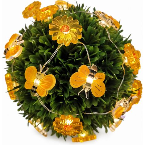 Guirlande Lumineuse LED Solaire Abeilles et Tournesols Jaunes, 30 Lumières, 8 Modes, Décoration de Jardin (1/5)