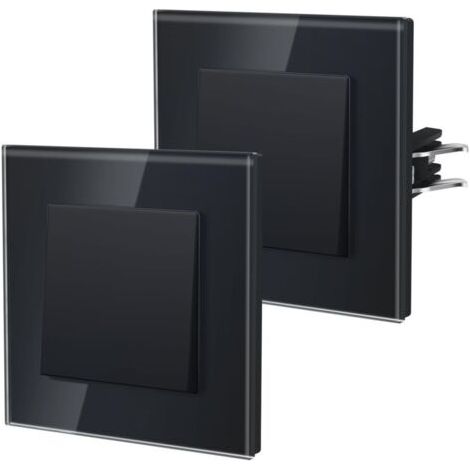 Interrupteur Mural, Interrupteur Va Et Vient Avec Griffes, Verre Interrupteur Lampe De Chevet, 1 Gang 1Way, 86mm, Noir