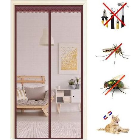 TAISHENGDA Magnetisches Moskitonetz für Türen und Fenster 80x210cm, selbstklebendes, engmaschiges Moskitonetz, magnetischer Moskitoschutzvorhang mit automatischem Verschluss, kein Bohren erforderlich, (1/5)