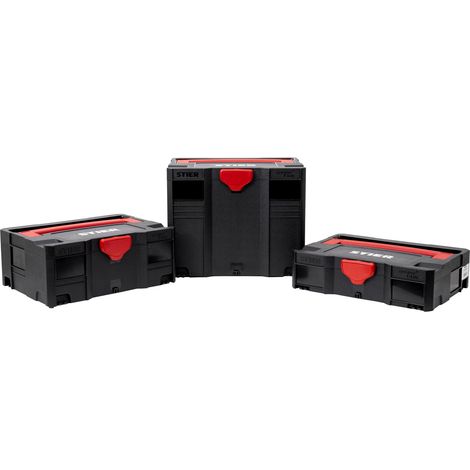 STIER Systainer-Set, 3-teilig, mit Systainer I, II & IV T-Loc, genormtes System, stapelbar, kombinierbar, Ersatzteile verfügbar + Gratis Micro-Systainer