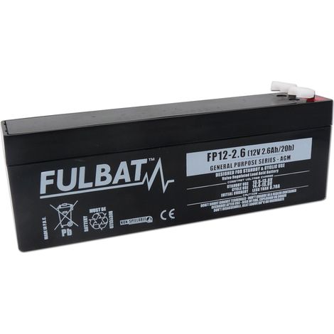 Batterie FULBAT - FP12-2.6 - Compatible PBQ2.6-12 - AGM - 12V - 2.6Ah