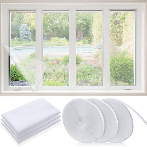 Kit de 3 moustiquaires autocollantes 47 x 63 pouces, moustiquaire coupe à la taille avec bandes adhésives réutilisables (1/5)