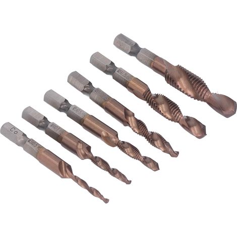 6-teiliges Gewindebohrer-Set, titanbeschichtet, M3, M4, M5, M6, M8, M10, Sechskantschaft, für Stahl (1/5)