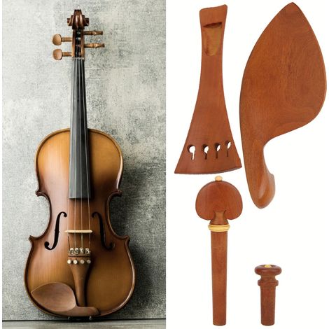 Ensemble d'accessoires en bois de jujubier pour violon 4/4 : chevilles, mentonnière et pique (1/5)