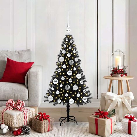 Weihnachtsbaum mit 150 LEDs mit Ständer Schwarz 120 cm PVC