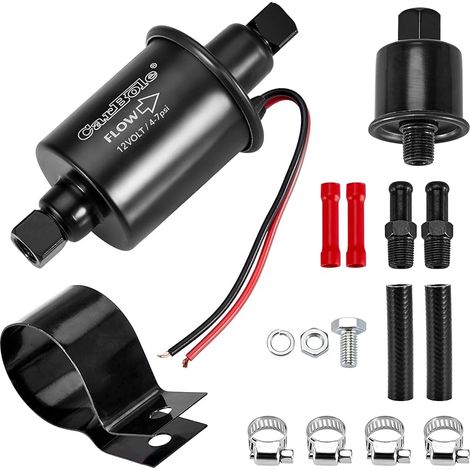 Pompe à Carburant Électrique 4-7PSI,Pompe à Essence Compatible avec l'essence et le Diesel,Dotée d'un Filtre à Carburant.En Cuivre Pur et avec une Carte de Circuit de Haute Qualité 12v