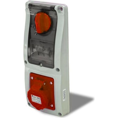 Presa interbloccata verticale con sezionatore, ad incasso, con magnetotermico, 380V, 4 poli, 16A, IP54 - Rosi 16.3314R6-IMT (1/2)