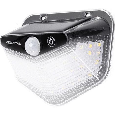 Applique Led multiangolo 20W Nero con pannello solare IP65 Bianco freddo 6500K con sensore crepuscolare e di movimento Aigostar (1/5)