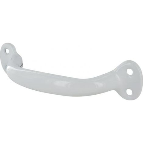 Poignée à pattes à visser en acier blanc, L.140mm, H.37mm, P.33mm, entraxe 123mm, 1 pièce avec visserie. (1/2)