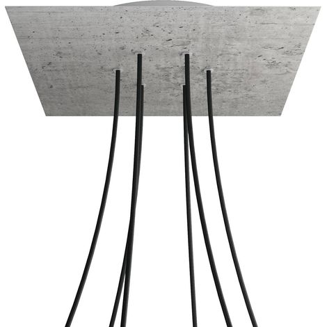 creative cables Rosone XXL Rose-One Quadrato, 400 mm con 6 Fori e 4 Fori Laterali - Cemento, Bianco (1/5)
