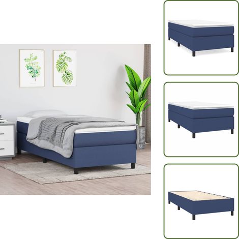 The Living Store Struttura Letto a Rete a Molle Blu 80x200 cm in Tessuto - Letto a molle