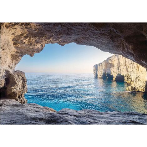 Papier peint mural océan grotte 3D paysage intissé grand format design intérieur salon chambre pas cher 150x105 cm (1/5)