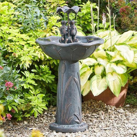 Smart Garden Solar Frog Frolics Umbrella Garden Water Feature Fountain Bird Bath