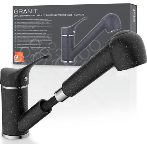 EISL GRANIT NI183SMCR Rubinetto lavello cucina, miscelatore cucina girevole a 360°, ideale per il doppio utilizzo con una sola mano, rubinetto cucina, granito (1/5)