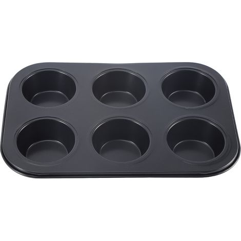 Moule À Gâteau - Acier Au Carbone 6 Cavités - Antiadhésif Pour Pâtisserie Maison Et Professionnelle - Noir (1/5)