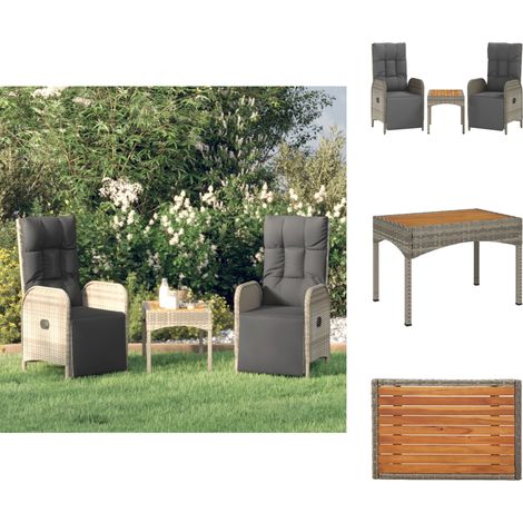 Gartenstühle - Living Garten-Relaxstühle 2 Stk. mit Tisch Grau Poly Rattan (1/5)