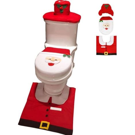 Set mit 3 weihnachtlichen WC-Sitzbezügen, WC-Spülkastenabdeckungen und weihnachtlichen Dekorationsmatten (1/5)