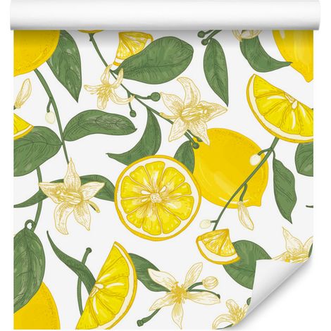 Papel pintado Limones Jugosos para Salón y Dormitorio 50x1000 cm (1/5)