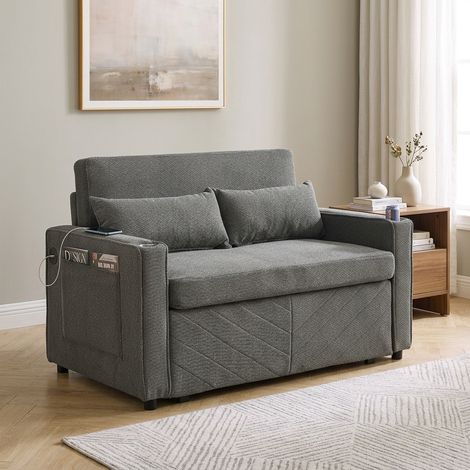Divano letto 2 posti 3 in 1 convertibile con USB, grigio scuro DESVIAE (1/5)