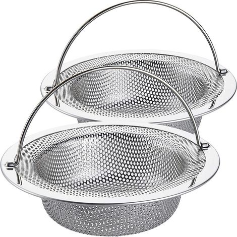 Crépine d évier grille avec poignée de transport bonde en acier inoxydable protection anti obstruction diamètre extérieur 11 cm intérieur (1/5)