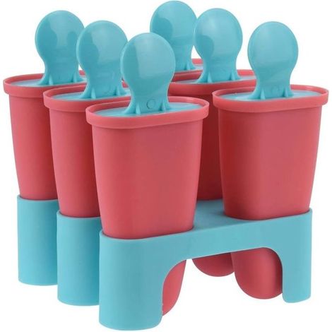 Moldes para hielo, molde para helado, 6 piezas, moldes para polos, soporte para polos, hielo de agua, libre de BPA (1/5)