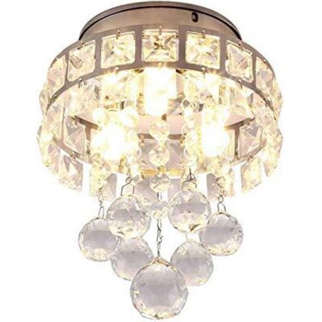 Moderne Plafonnier en Cristal LED Chrome Métal, Luxe Lustre avec Design élégant Lampe de Plafond Éclairage pour Chambre à Coucher, Couloir, Salon (1/4)