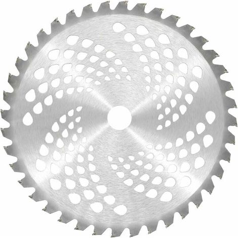Lame débroussailleuse universelle 25,4 cm x 40 dents, pointe carbure, coupe-herbes pour tondeuse, disque de fauchage 255 x 25,4 mm, accessoire jardin robuste. (1/5)