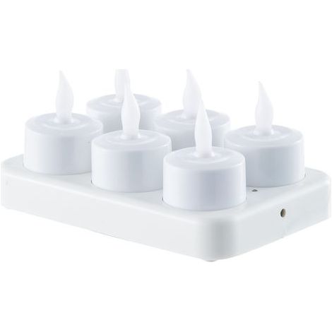 Set mit 6 wiederaufladbaren LED-Teelichtern, stimmungsvolle Beleuchtung für die Heimdekoration, saisonale Dekoration für Weihnachten und Familienfeiern (1/5)