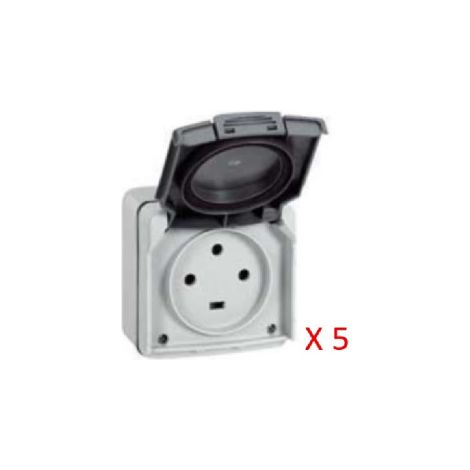 LEGRAND - Plexo - LOT de 5 Prises de courant 3P+T - 20A - Saillie - Gris - Ref. : 091656X5 (1/5)