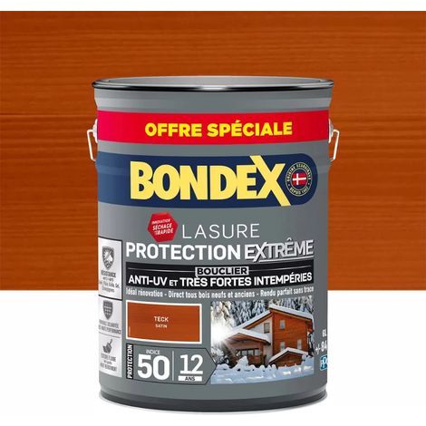 Bondex – Lasure extérieure teck 6 L – Protection extrême 12 ans – Film protecteur ultra-garnissant – Résistance aux environnements à fortes expositions
