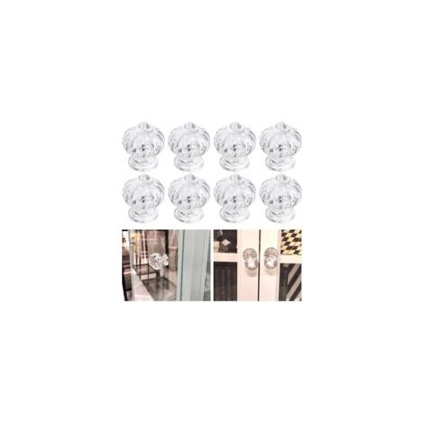 Set di 8 maniglie classiche autoadesive in acrilico trasparente per ante di specchi di cucina e bagno, senza bisogno di forare - Crezuo