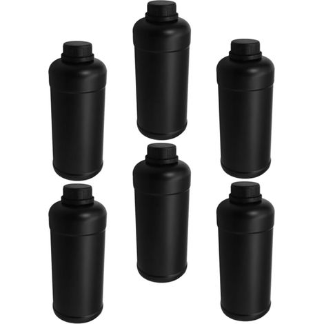 Lot de 6 Flacons pour Réactifs en Plastique Noir 1000 Ml Bouteilles Étanches pour Échantillons Contenants Chimiques Légers et Scellés Stockage Sécurisé pour Laboratoire et (1/5)