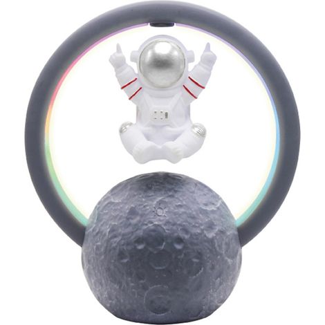 Enceinte Bluetooth Astronaute avec Lévitation Magnétique et Lumières RGB, Réglage Tactile 360° - Modèle 598A Argenté (1/5)