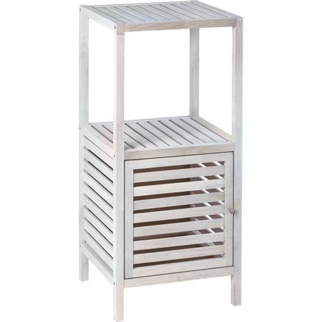 Etagère de salle de bain 2 niveaux et 1 porte en bois NORWAY (1/2)