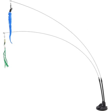 Baguette à ventouse en forme de plume pour chat, double extrémité amovible, fil d'acier, jouet interactif pour chats d'intérieur, pour les espèces Green Scalewing et Blue Catpillar. (1/5)