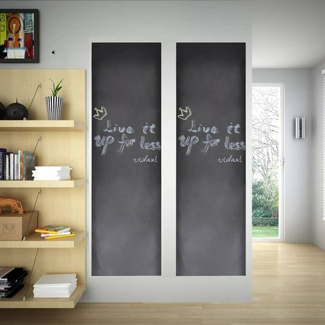 vidaXL Tableau noir autocollant mural 0,45x2 m 2 rouleaux avec craies (1/5)
