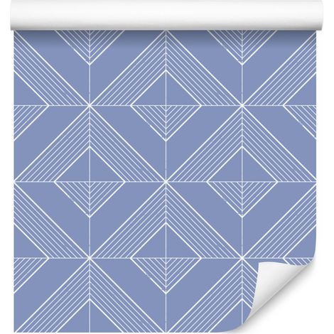 Carta da parati con rombi geometrici blu, centro blu 50x1000 cm (1/5)