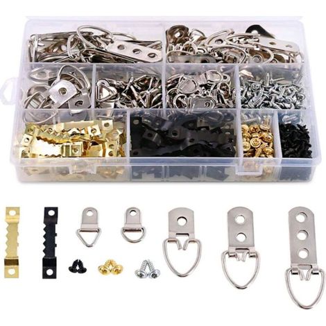 Lntyq 415 Pcs Kit de Support pour Photo Cadre Attache Cadre Crochets de Suspension Photo Crochet Miroir à Suspendre Assortis Accroche Tableau Mur (1/5)
