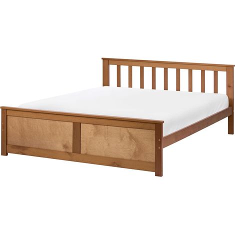 Letto matrimoniale in pino MDF con rete a doghe 120 x 200 cm in marrone Olendon