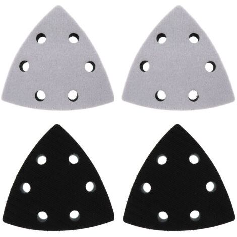 4 Pièce Triangulaire Tampon de Ponceuse de Remplacement, 90 x 90 x 90 mm Tampon de Remplacement de Ponceuse, 6 Trous Triangles Ponceuses de Tampon de Remplacement(Noir) (1/5)