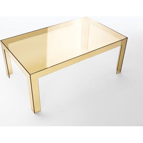 Tavolino salotto 100x60 cm in policarbonato Trasparente Colorato - AMYES COLORE AMBRA, Opzioni 1° scelta (1/5)