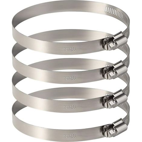 – Set mit 4 Edelstahl-Schlauchschellen – Verstellbar von 141 mm bis 165 mm – Wasserdichte Befestigung für Schläuche und flexible Kabel (1/5)