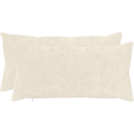 Filiyano-Housse de coussin HEERLEN blanche 40 x 80 cm en fausse fourrure de lapin (lot de 2). (1/5)