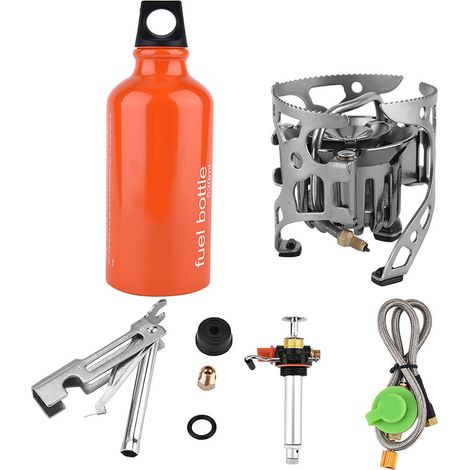 Réchaud de camping portable multi-combustible gaz essence pour randonnée extérieure pique-nique cuisine (1/5)