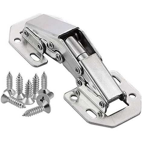 Juego de 8 bisagras de acero inoxidable para puertas de armarios, bisagras invisibles para puertas de muebles con esquinas de 90 grados. (1/4)