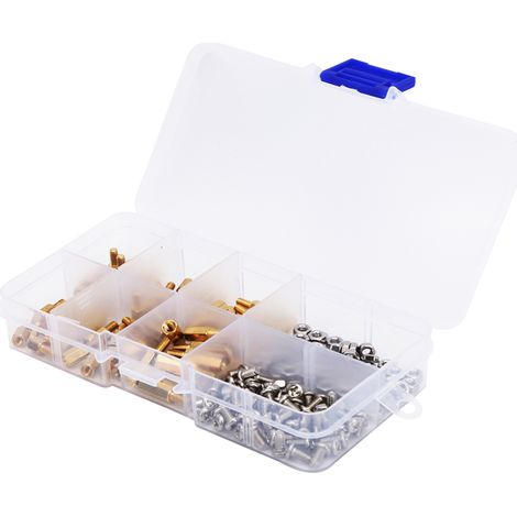 Kit de 180 vis d'espacement à tête hexagonale M3 en laiton avec écrou hexagonal. (1/5)