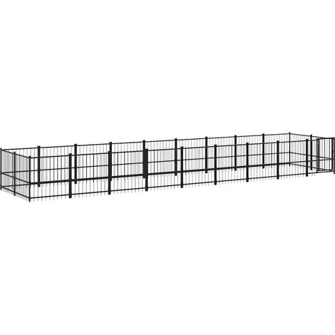 Maison Exclusive - Outdoor-Hundezwinger Stahl 16,89 m² (1/5)